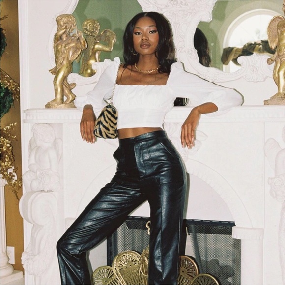 Princess Polly Ariah White Puff Long Sleeve Crop Top Size 2 - Picture 4 of 16